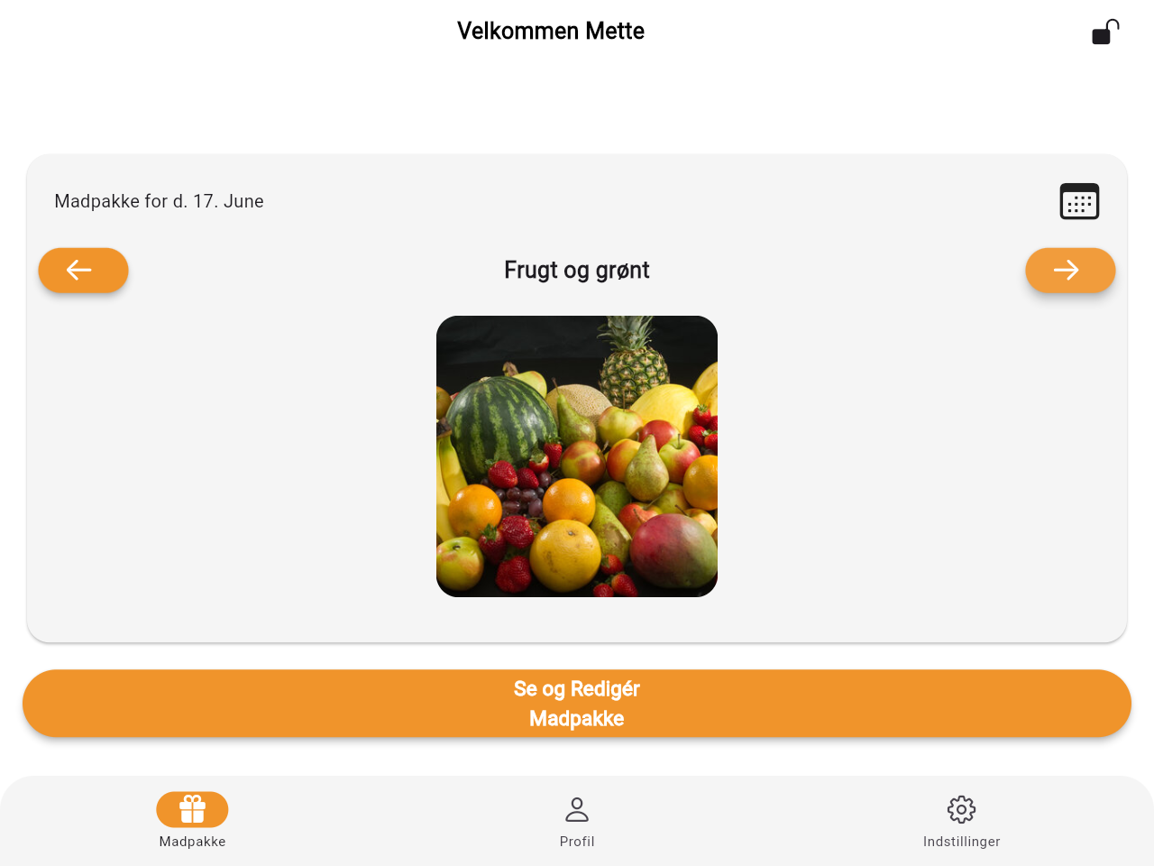 Lunch plan for another day showing fruit and vegetables