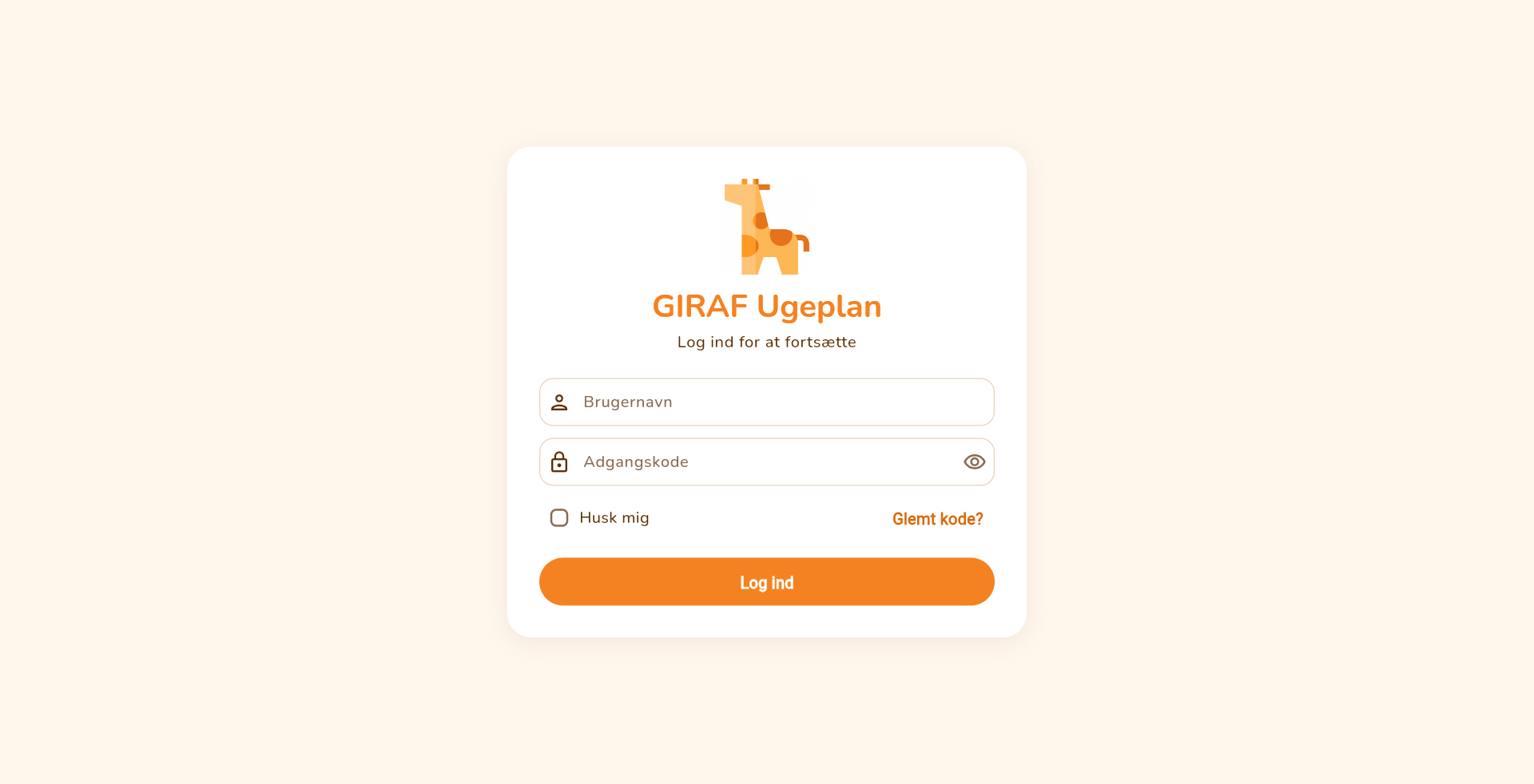 GIRAF Ugeplan login screen